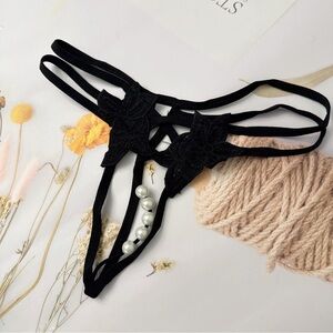 Women's Sexy Panty with pearl T-pants lace Z3051